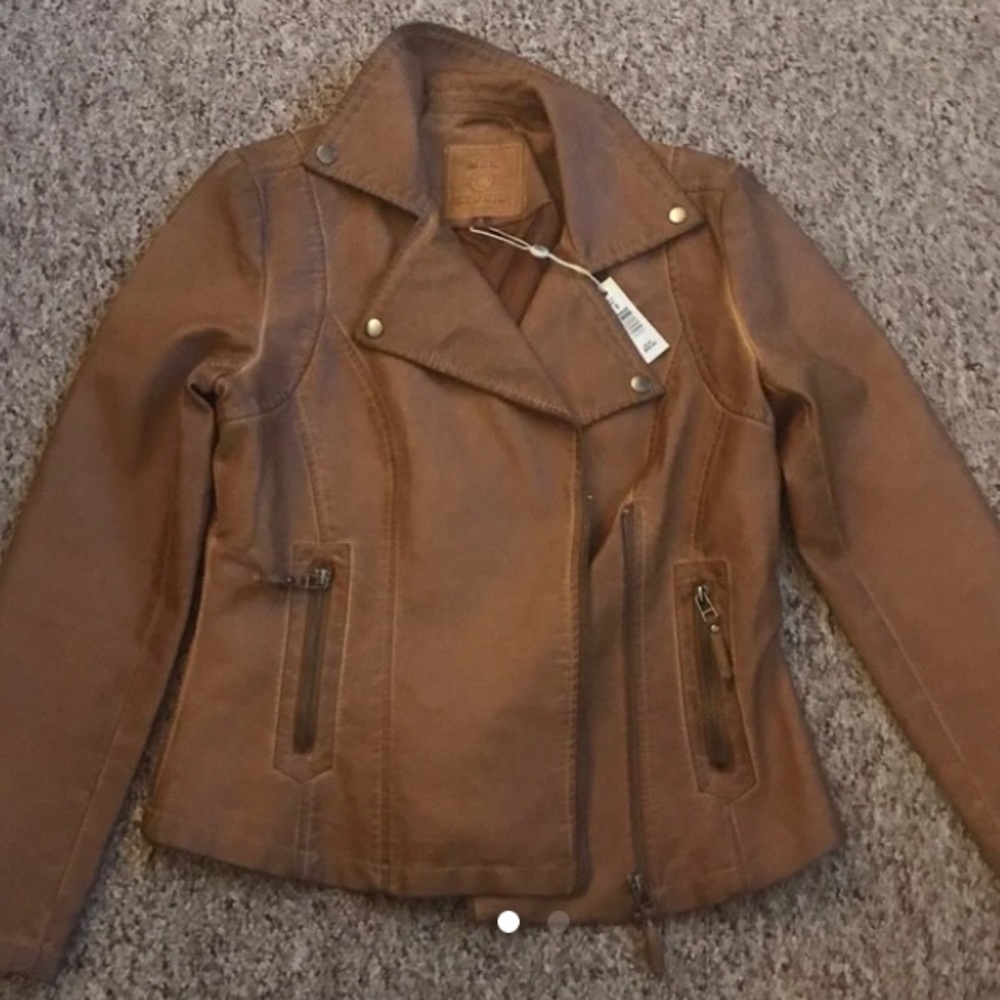Max Studio Cognac Faux Leather Jacket